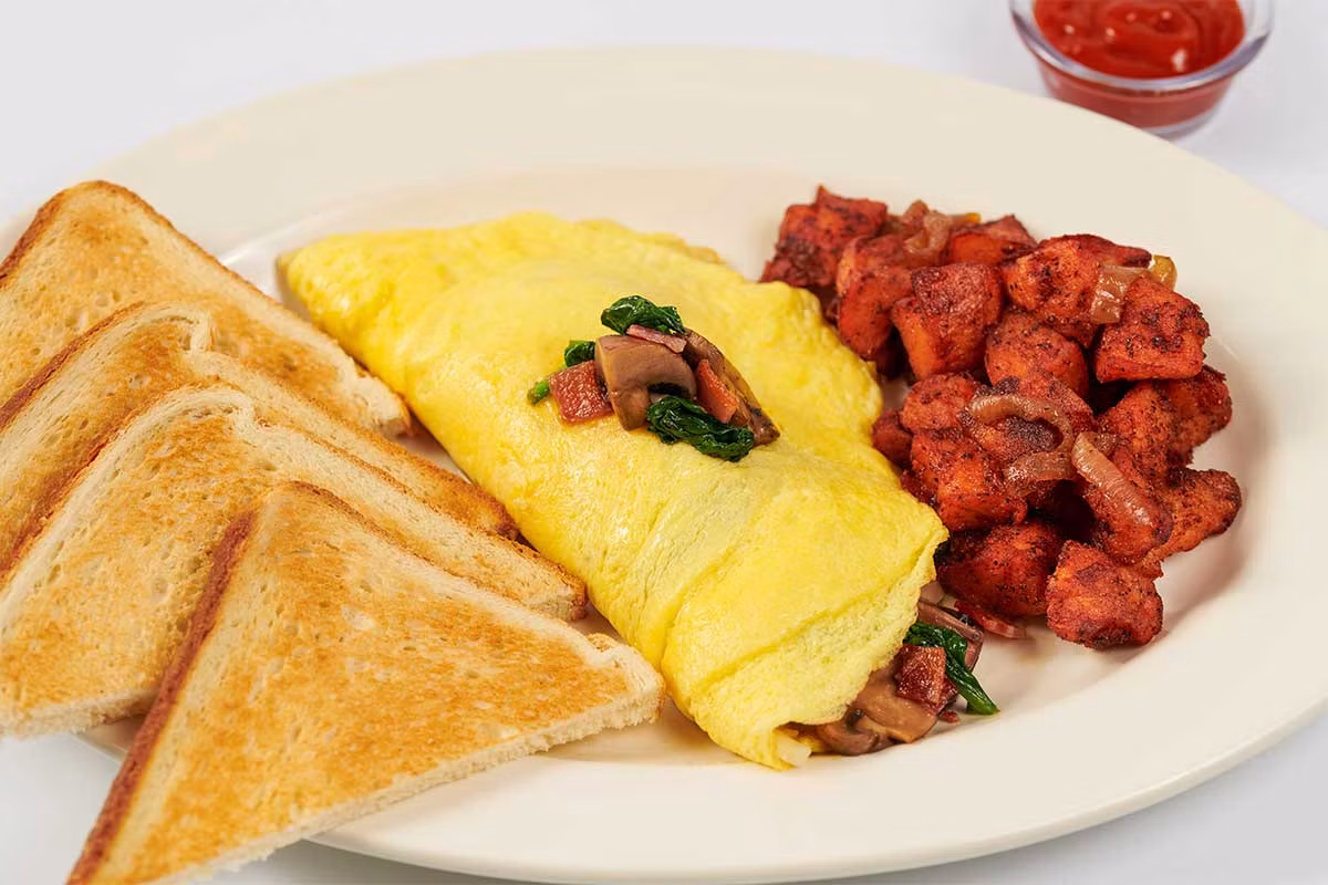 Spinach, Mushroom, Bacon and Cheese Omelette - The Cheesecake Factory Menu Prices 2026
